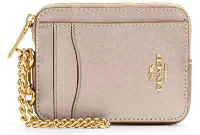 💞Coach Zip Card Case - CW890 Light Champagne - Pearlized Smooth