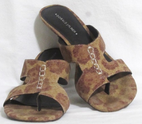 Womens Ladies DONALD J PLINER Animal Print Thong Heels Shoes 8.5 M Orig $149