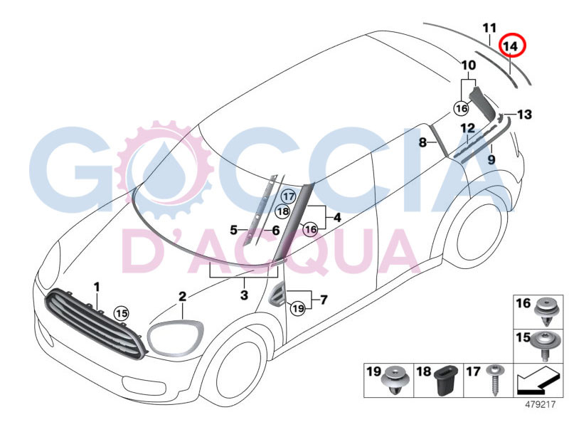 Genuine MINI Countryman F60 Mount Rail Trim Strip Trunk Lid Right 