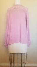 Jessica Simpson Women's Pink Long Sleeve Blouse Top, Large, MSRP 59.50