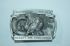 Vintage 1997 Firefighters of America Accept The Challenge Belt Buckle 578/1000