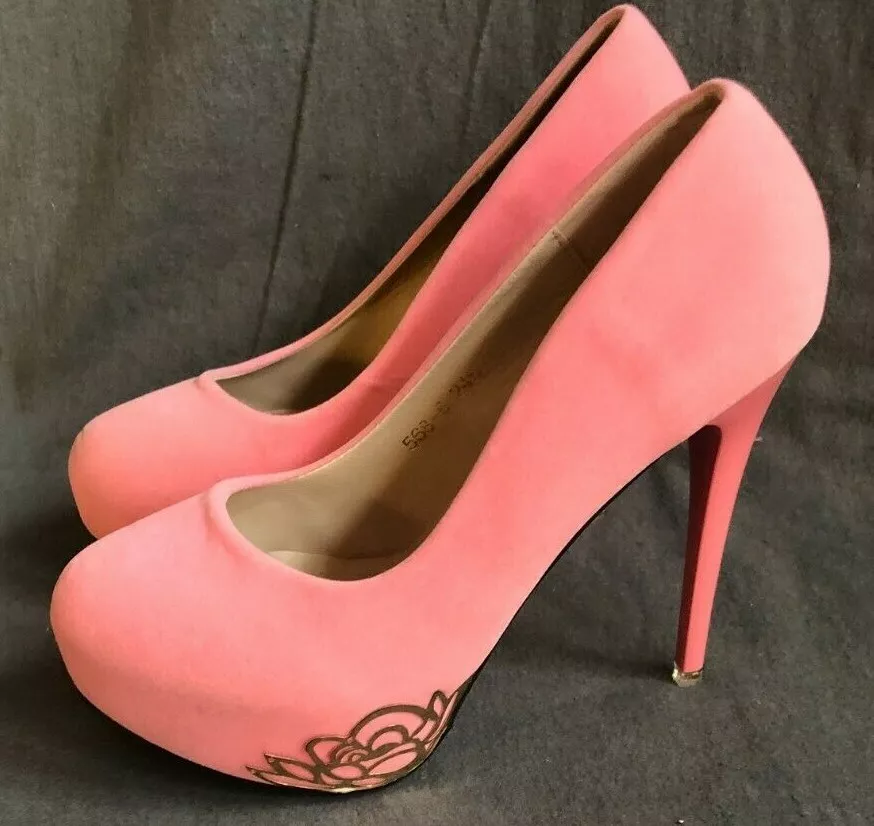 Pink suede hotsell platform heels