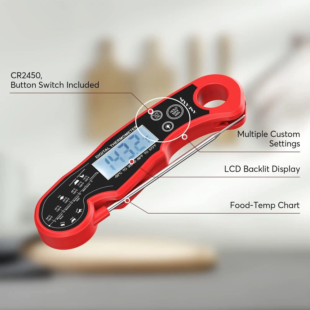 Meat Thermometer Digital for Grilling and Cooking - Waterproof Ultra-Fast Ins...