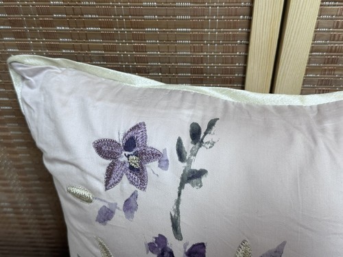 NEXT Mauve Cotton Sateen Printed Embroidered Beaded Peacock Cushion - Picture 13 of 18