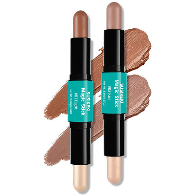 Contour Stick, 2Pcs Dual-Ended Highlighter Makeup Pen & Contouring Stick for Fac