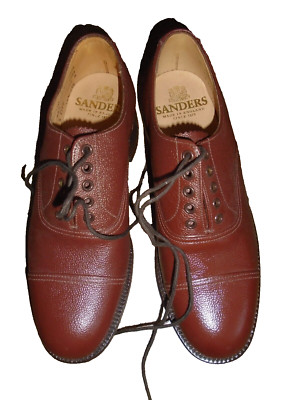 SANDERS HERREN BRAUN LEDER GENARBTES LEDER SCHUHE GRÖSSE 6S SCHMALE PASSFORM BRITISCHE ARMEE