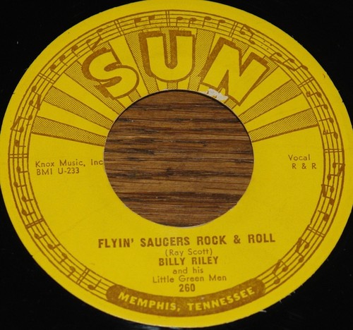 BILLY RILEY & GREEN MEN ~ FLYIN' SAUCERS b/w I WANT YOU BABY ~ USA SUN 7" 1957 - Picture 2 of 4