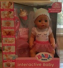 baby born interactive doll brown eyes