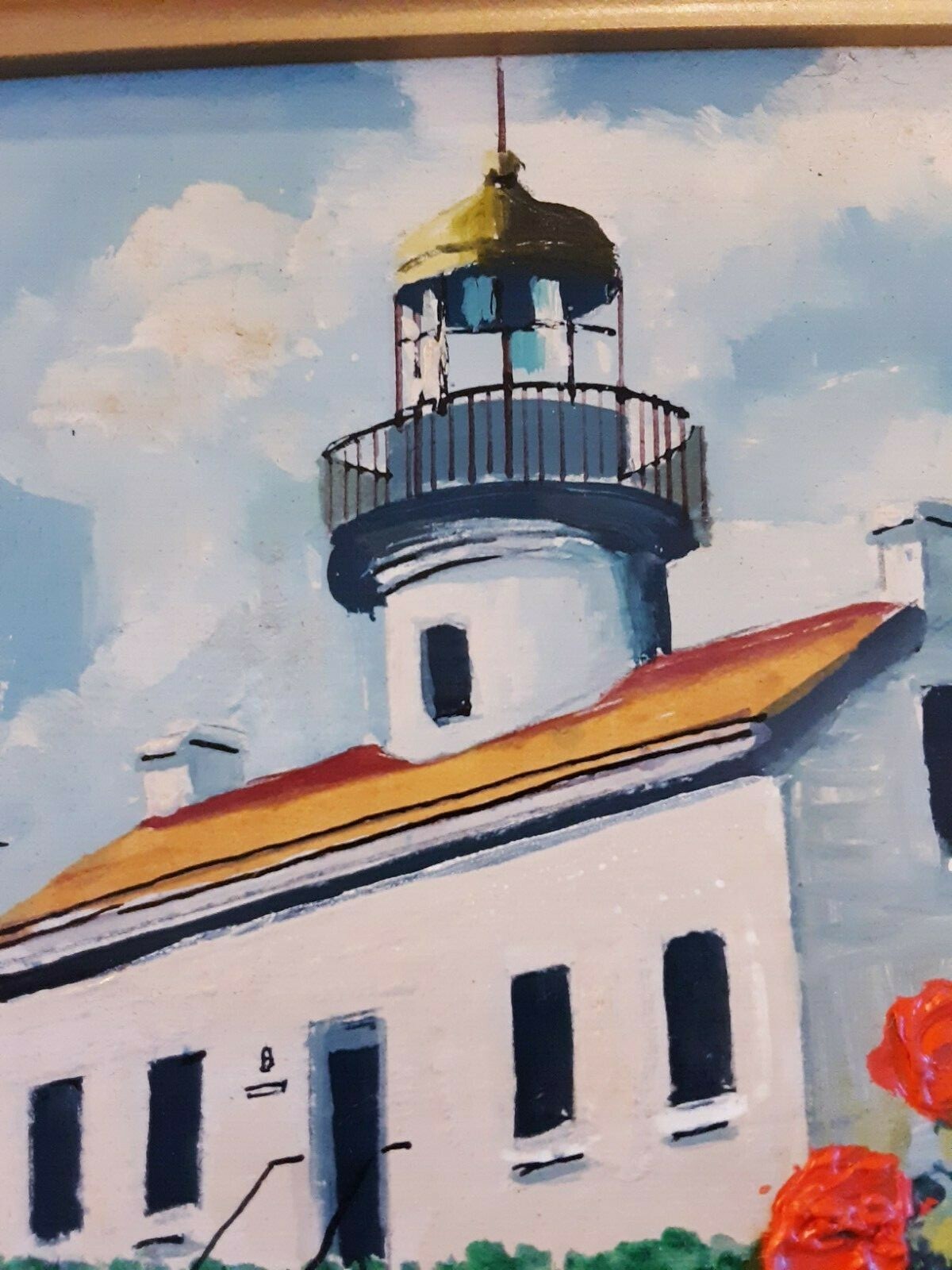 Signed B. Chalmers Framed Oil Painting California coast lighthouse  impressionist | eBay