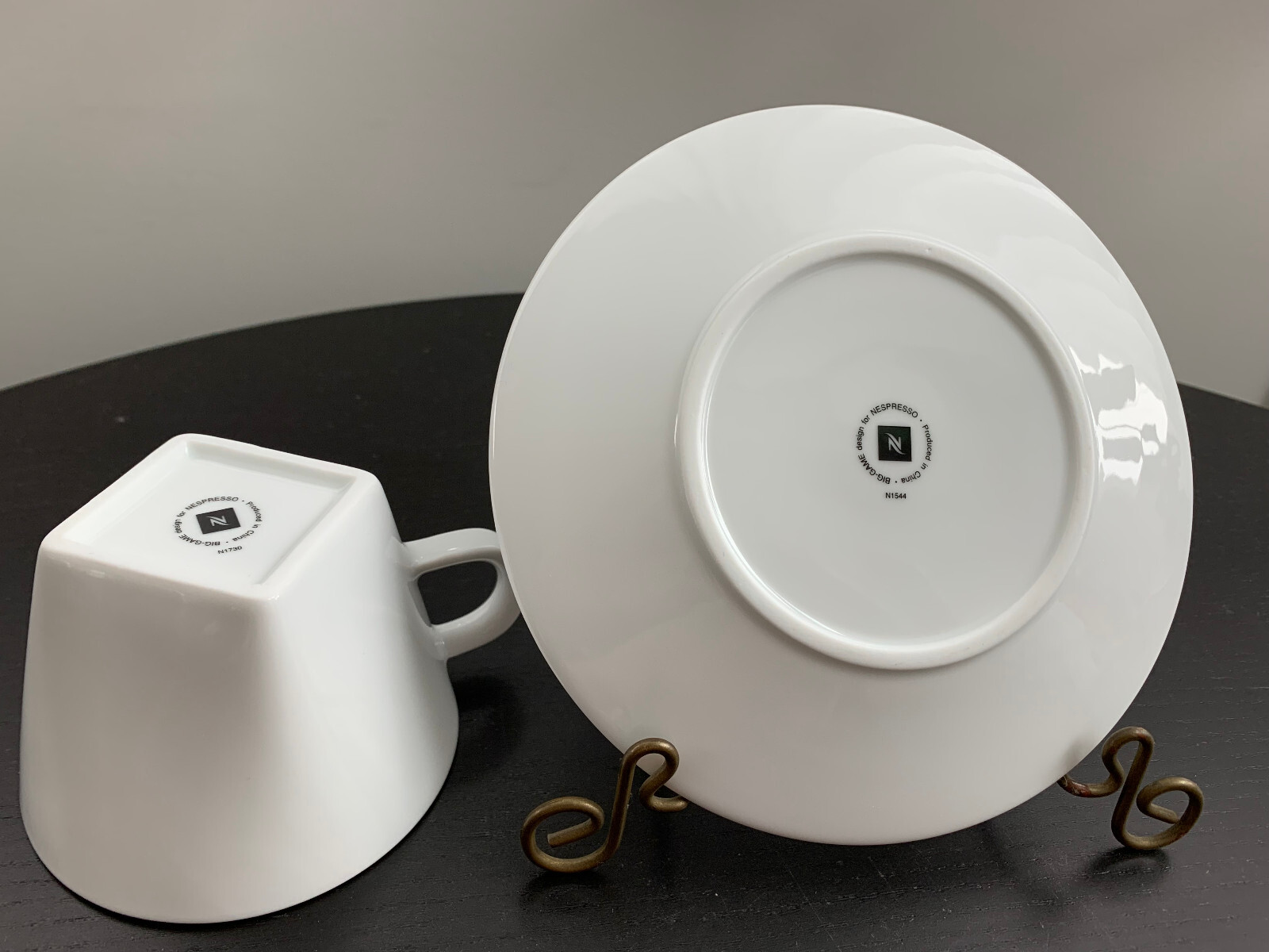 Nespresso Coffee Cup & Saucer Set Big Game White Espresso Latte Cappuccino