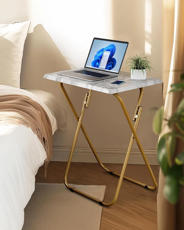 HUANUO Modern Folding TV Tray Table Stable Stylish TV Dinner Bed Snack Table - Image 2 of 4