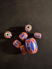 Chevron glass beads - (B632) Indian - Native Beads ~10-20mm