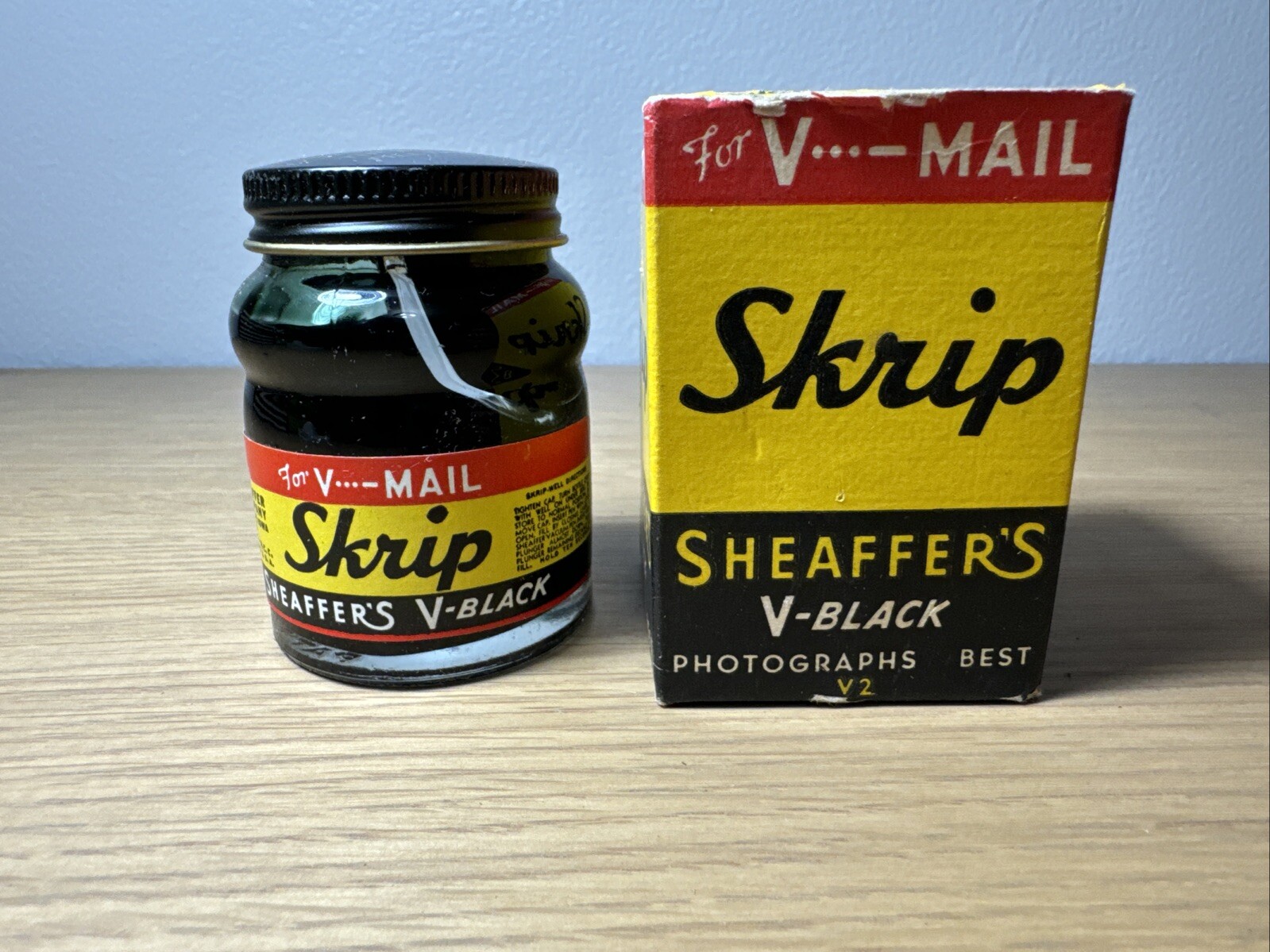 Full WWII Era Skrip Victory Mail Black Ink Refill Bottle by Sheaffer's. 1