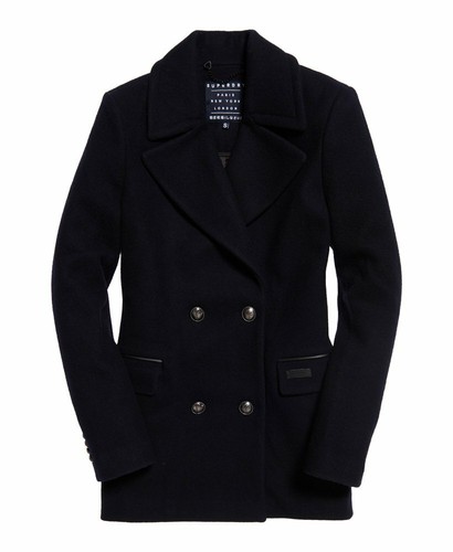 Womens Superdry Classic Wool Pea Coat 