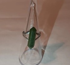 Vintage Sterling Silver Forest Green Crystal Tower Ring 925 Size 6