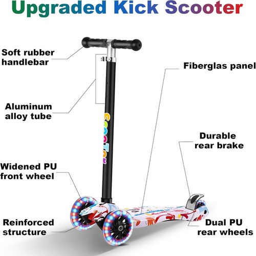 Scooters for Kids Age 2-8 Boys Girls, 3 Wheel Kick Scooter with Light up LED Whe - Picture 6 of 9