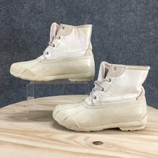 Sperry Boots Youth 6 M Duck Beige Faux Leather Lace Up Comfort Casual Ankle Top