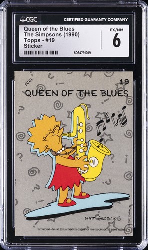 1990 TOPPS THE SIMPSONS - STICKER #19 QUEEN OF THE BLUES CGC 6