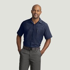 NEW RED KAP 1923 Men Black button short sleeve work Industrial shirt Small