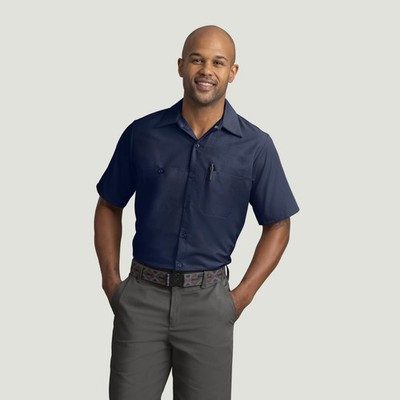 NEW RED KAP 1923 Men Black button short sleeve work Industrial shirt Small