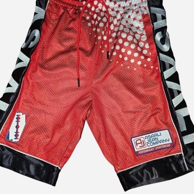 Asaali Men s XS Mesh Basketball Shorts Red/Black Graphic Drawstring Elastic