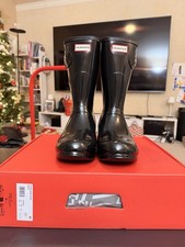 ✨ Hunter Women’s Original Short Gloss Rain Boots – Black – Women’s 11 ✨