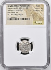 KINGDOM OF MACEDON Alexander III "The Great" 336-323 BC AR Drachm NGC CH F