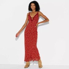 Wild Fable Women Lace Trim Maxi Empire Waist Dress Sleeveless