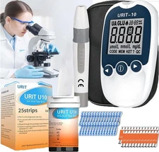 URIT 2 in1 Uric Acid Meter Blood Glucose Monitor Test Strips and Fast Results