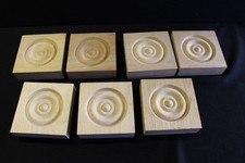 7 Ornamental Moulding Bullseye Rosettes - 3.5” Square x 1" various wood species