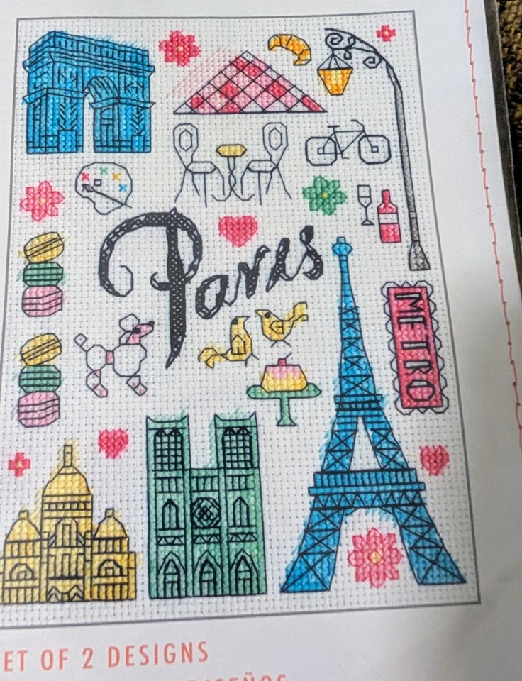 Kit de agujas punto de cruz dimensiones. 2 diseños Nueva York y París Foto 4 de 4