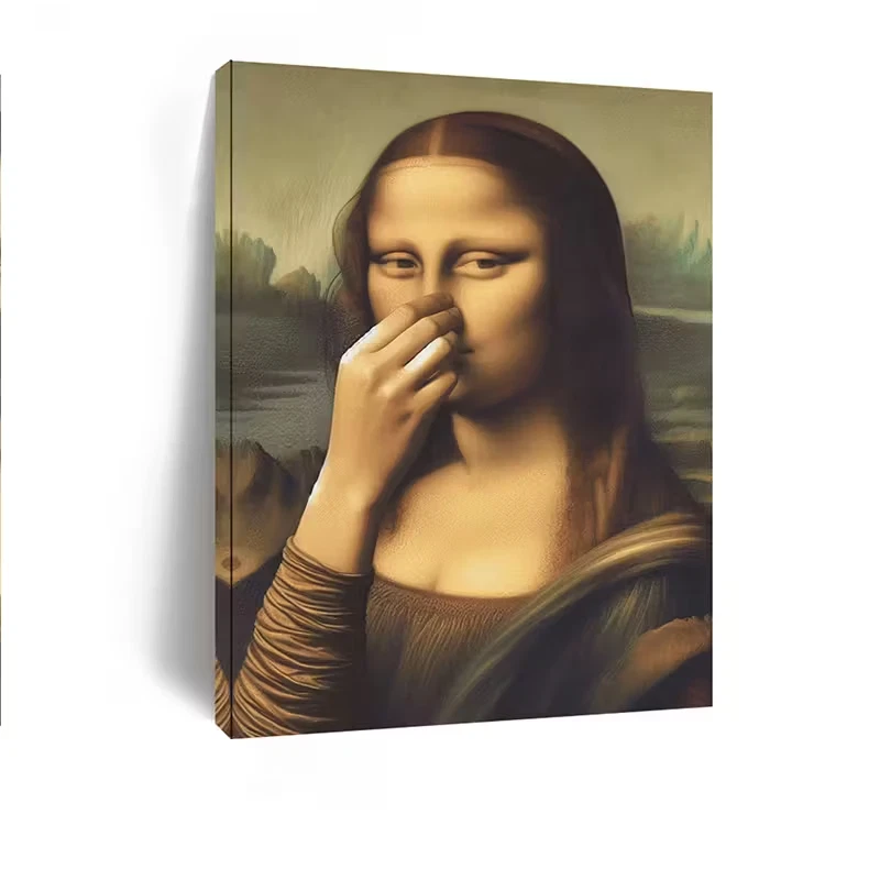 Funny Mona Lisa Canvas Wall Art, Parody Vintage Artwork Poster Print, Humorous - Image 3 of 4