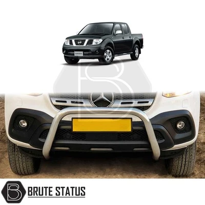 BRUTE STATUS Per Nissan Navara D40 2005-2015 Bull Bar Cromato (Protezione paraurti Nudge)