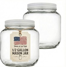 2pcs 64oz Wide Mouth Half Gallon Mason Jars with Lids, Made in USA