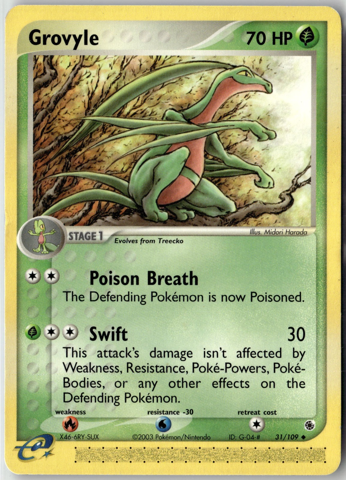 Grovyle Uncommon Ruby and Sapphire 31/109 NM