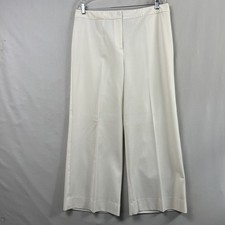 St John's Caviar Pants Womens size 14 off white Business Wide Leg Preppy Classic