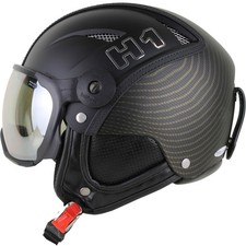 HMR H1 + VTFS10 Eleganza In Pelle Emozioni Casco Da Sci Con Visiera Nero-Oro