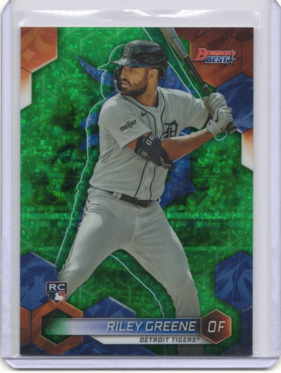2023 Bowman's Best Riley Greene #30 Green Mini-Diamond Refractor /99 Tigers  