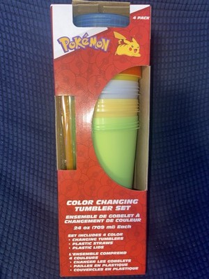 Pokémon Color Changing Tumblers. Set Of 4. Bulbasaur Pikachu Squirrel Charmander