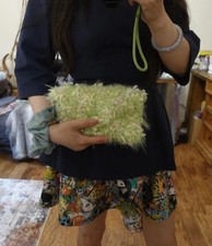handmade floral crochet bag with scrunchie wristlet - super soft and strong