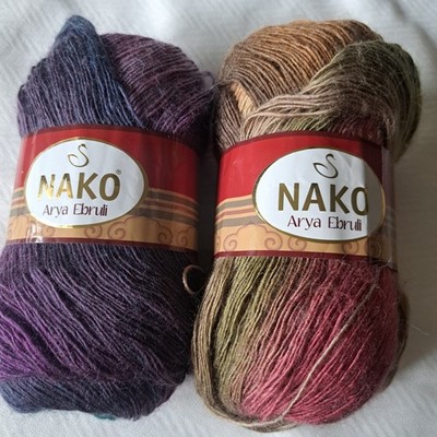 Nako Arya Ebruli Yarn 2 New Skeins Variegated Colors
