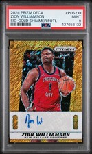 2024 PANINI PRIZM DECA SIGNATURES GOLD SHIMMER FOTL ZION WILLIAMSON 1/10 PSA 9 