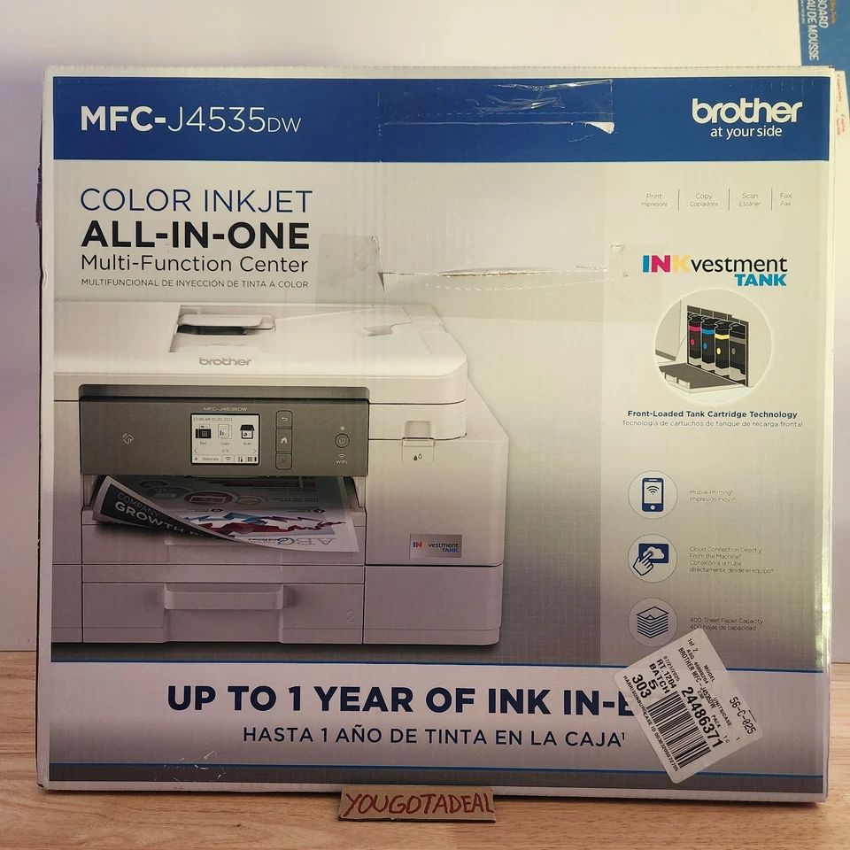 Brother MFCJ4535DW All-in-One Color Inkjet Printer New - Image 4 of 4