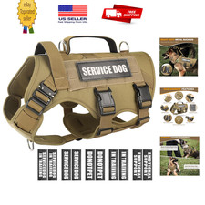 Service Dog Vest Harness for Large Dogs Tactical MOLLE Heavy Duty No Pull