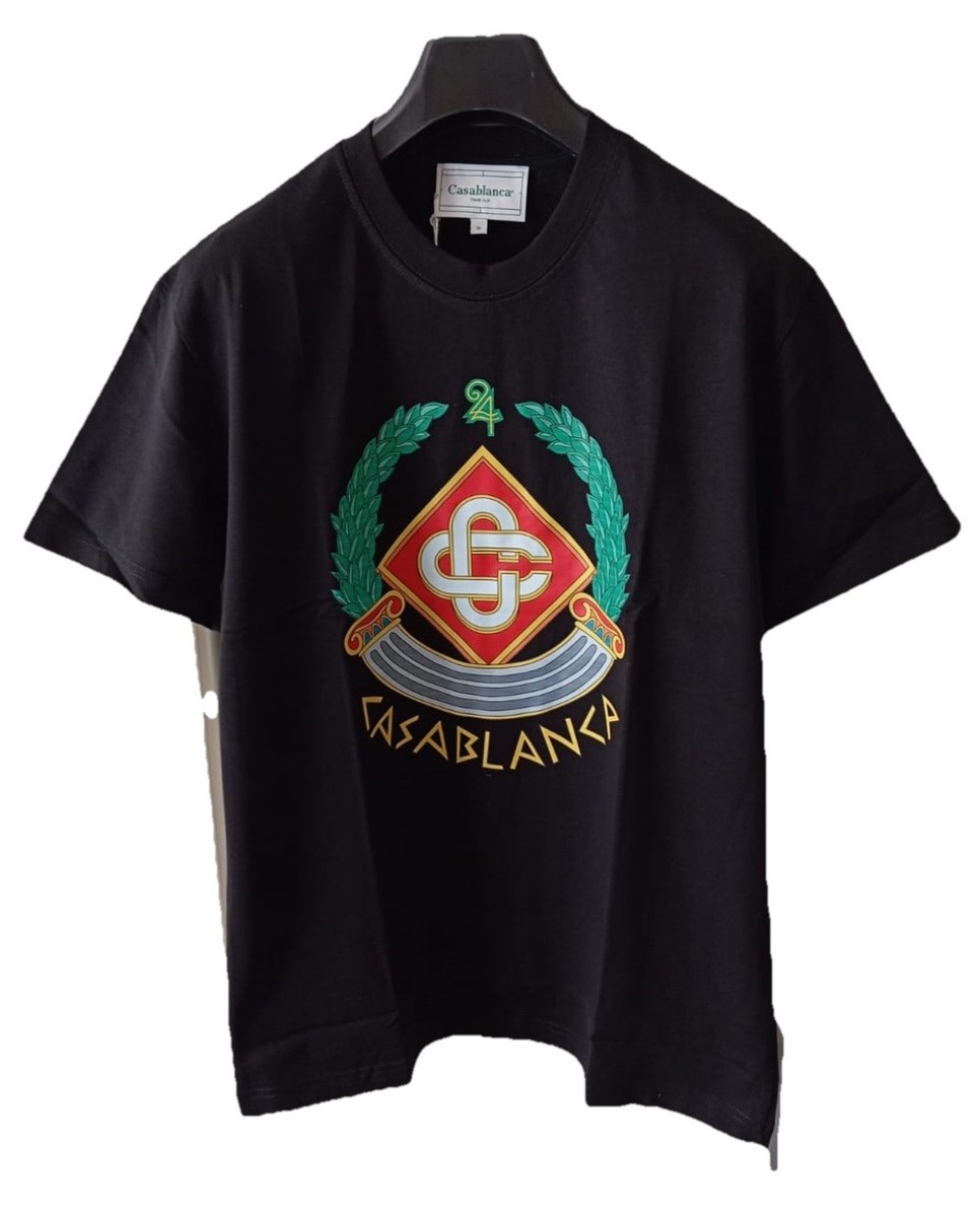 Casablanca Tennis Club Crest Logo T- Shirt - Black | eBay UK