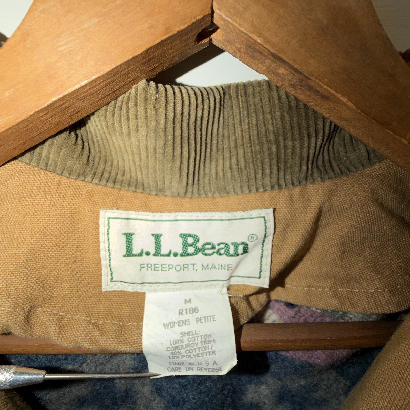Vtg LL Bean Aztec Trench Coat USA WOOL Blanket Lined Women's Medium Petite image 3
