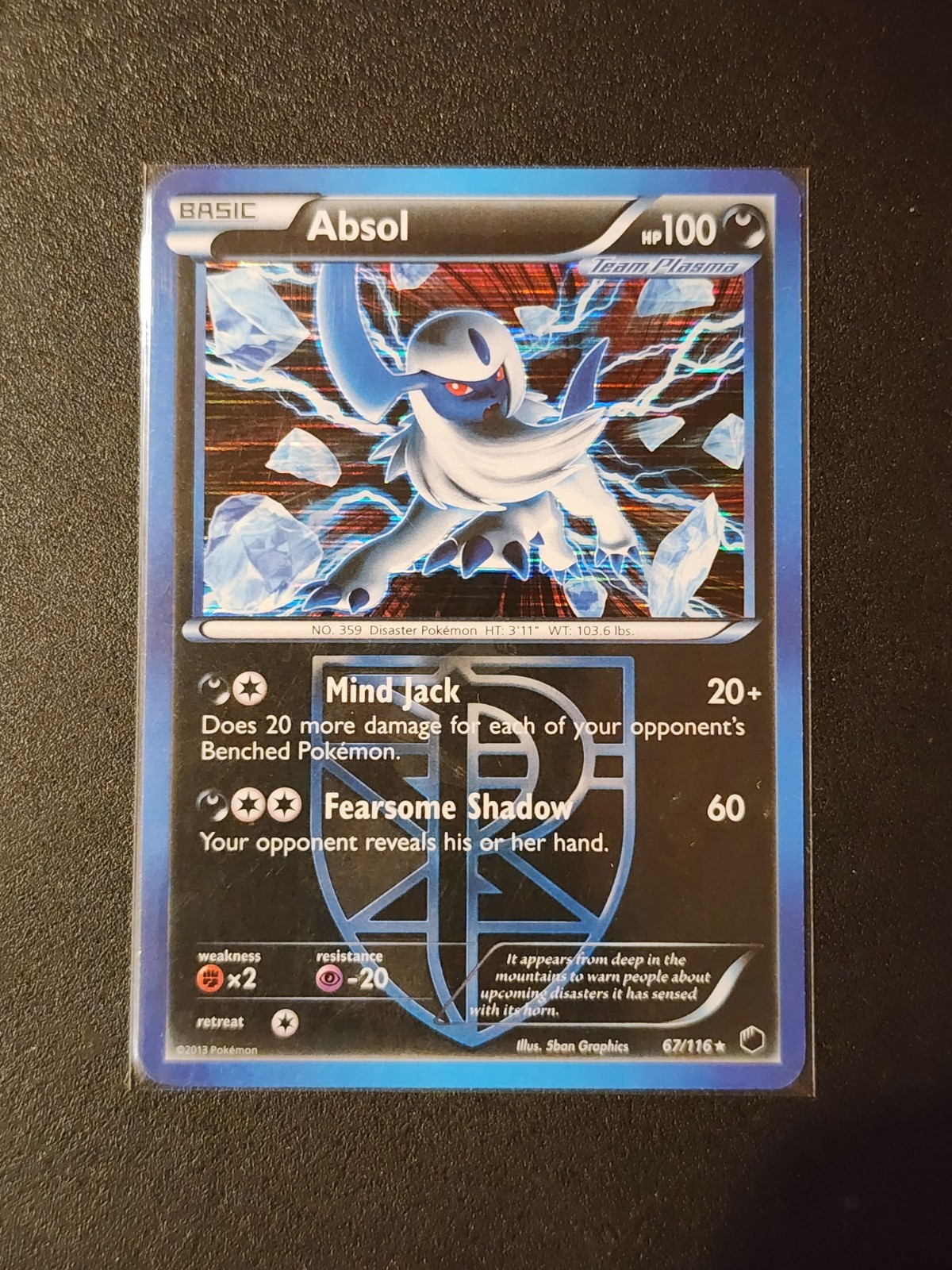 Absol - 67/116 - Pokemon Plasma Freeze Black & White Holo Rare Card - LP
