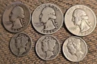 $1+ Face Value 90% Silver Coin Mixed Lot  MERCURY Dimes and Quarters Pre-1950