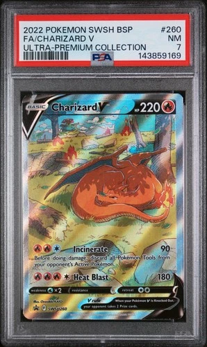 2022 POKEMON SWSH ULTRA-PREMIUM COLLECTION #260 FULL ART/CHARIZARD V PSA 7