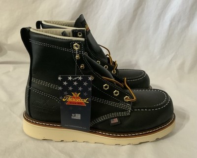 Thorogood Men Size 8 D 804-6201 Black Leather Steel Toe Wedge Sole
